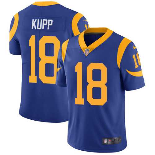 Nike Los Angeles Rams #18 Cooper Kupp Royal Blue Alternate NFL Vapor Untouchable Limited Jersey,We sell and wholesale Nike Los Angeles Rams #18 Cooper Kupp Royal Blue Alternate NFL Vapor Untouchable Limited Jersey on line form chian!